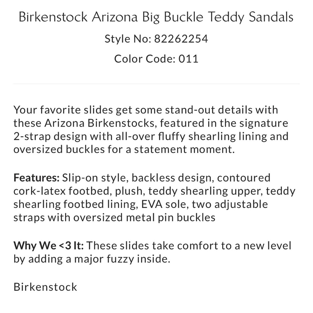 Free People x Birkenstock Arizona Big Buckle Teddy Sandals Size 10 NIB - Picture 4 of 16